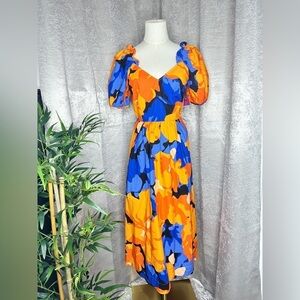 NWT Tabitha Brown Women’s Floral Camo Print Tie Back Midi Dress Sz 4